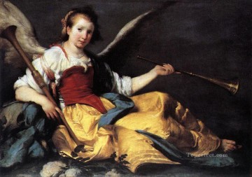 Una personificación de la fama del barroco italiano Bernardo Strozzi Pinturas al óleo